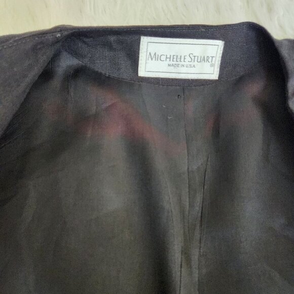 MICHELLE STUART Women size 6 Black Linen‎ Blazer Double Breasted Made in USA - Picture 14 of 16